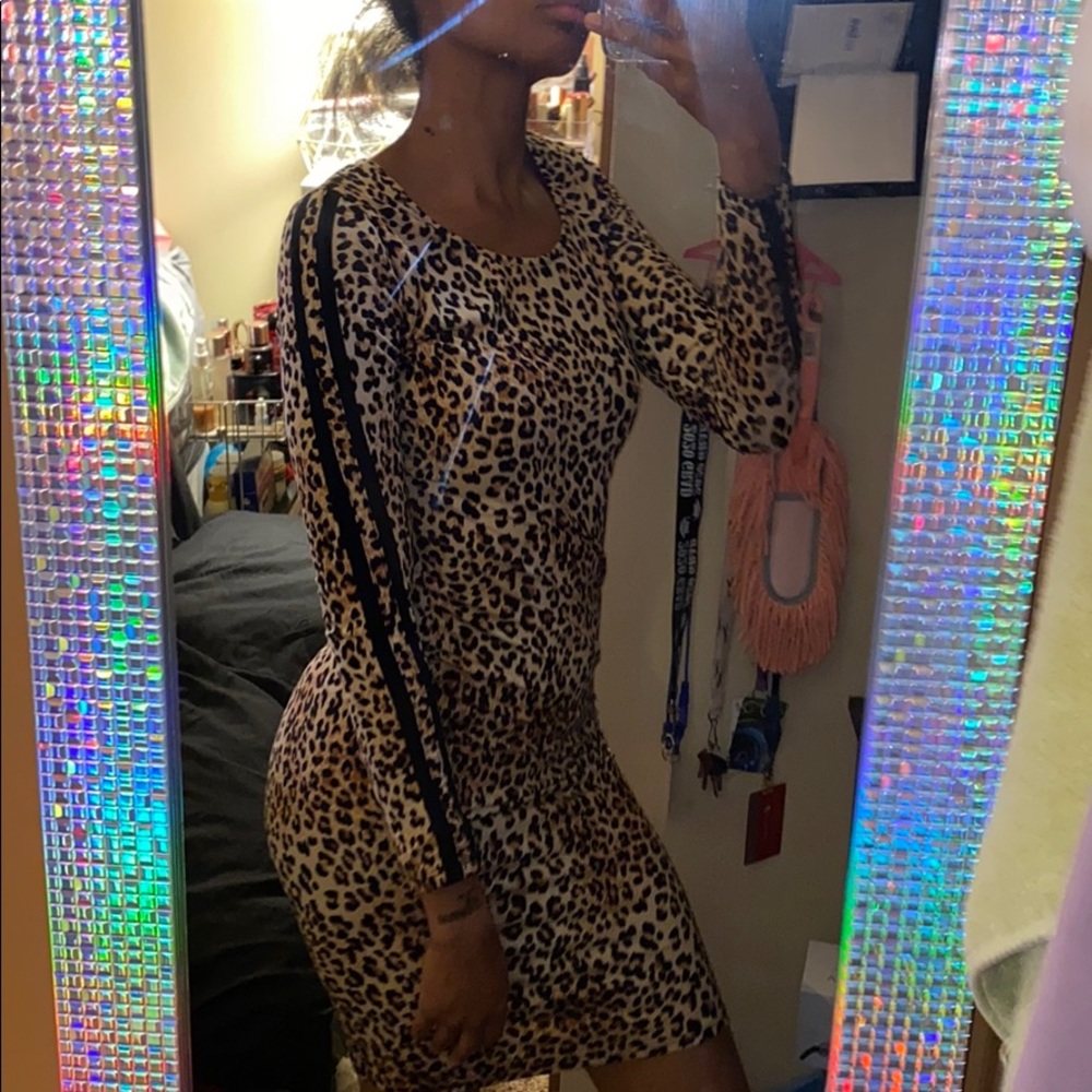 Leopard print, long sleeve dress